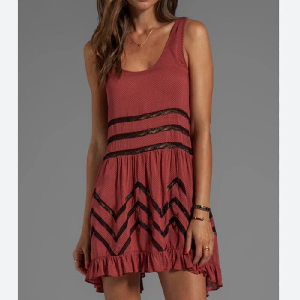 Free People Intimately Voile Lace Slip Dress Polka Dot Coverup Copper Size XS